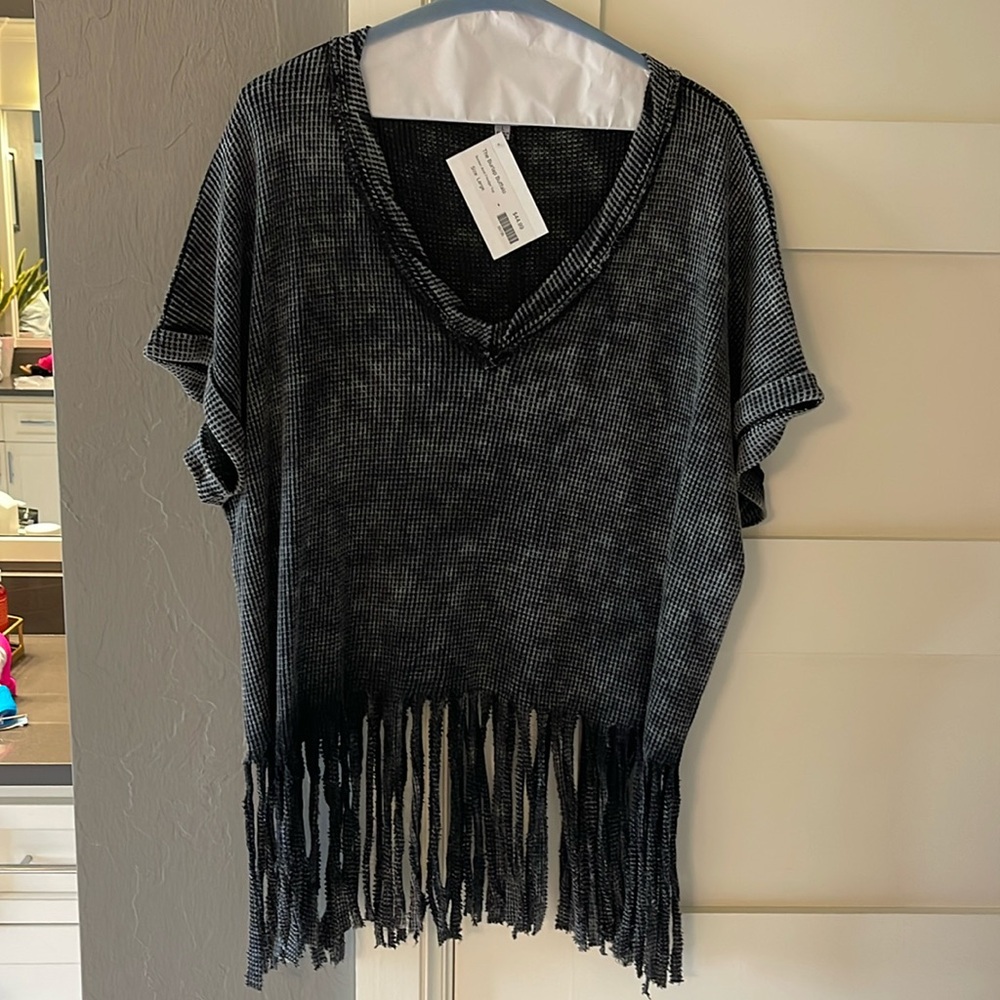 Boutique Boho fringe oversized shirt - New with Tags